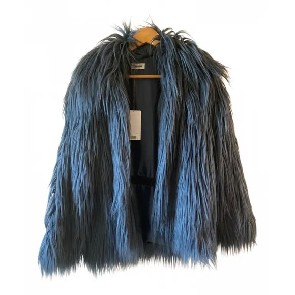 Zadig & Voltaire Faux Fur Bleu de Gris Coat - Picture 3 of 6